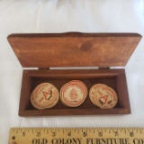 Vintage Small Wood Box with Assorted Milk Bottle Caps
