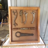 Wood Board Filled with Assorted Antique Tools