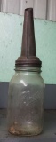 Ball Mason 1 Quart Jar with Vintage Oil Funnel Attachment