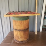 Vintage Wood Barrel with Homemade Checkerboard Top