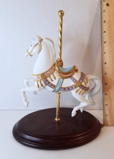 1987 Franklin Mint Carousel Magic by Lynn Lupetti Collectible Carousel Horse on Wooden Base