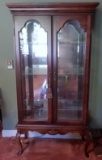 Mahogany & Glass Display Case with Queen Anne Legs