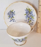 Blue Floral Bone China Tea Cup & Saucer Made in England