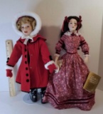 Pair of Franklin Heirloom Porcelain Dolls
