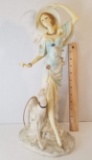Porcelain Lady with Dog Figurine