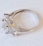 Sterling Silver Ring with Clear Stones