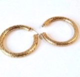 Beautiful Etched 10K Gold Hoop Earrings