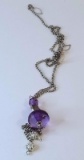 Silver Tone Chain with Pretty Purple Pendant
