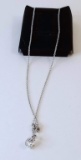 Silver Tone Necklace with Clear Pendant