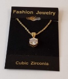 Gold Tone Chain with Cubic Zirconia Stone