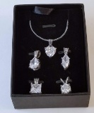 Necklace with Multiple Shaped Pendants with Clear Stones