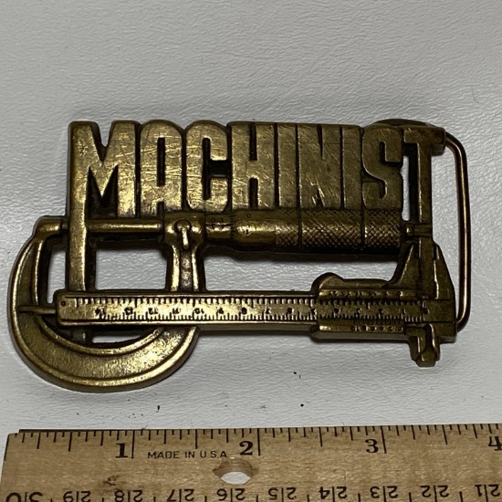 1982 Baron Buckles Brass “Machinist” Belt Buckle