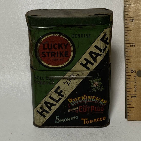 Lucky Strike Half and Half Tobacco Advertisement Tin