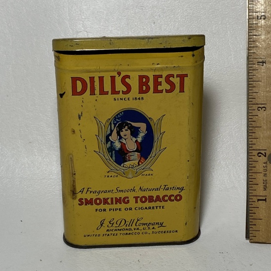 Vintage Dill’s Best Smoking Tobacco Advertisement Tin