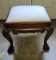 Beautifullly Carved Mahogany Upholstered Top Foot Stool with Ball & Claw Feet