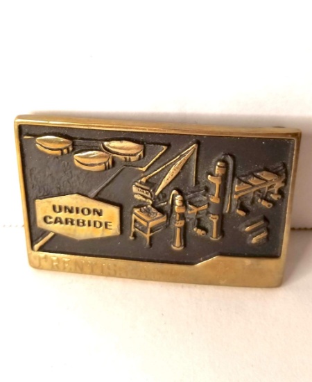 "Union Carbide" Brass Vintage Belt Buckle