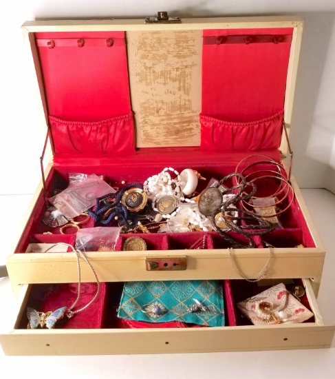 Vintage Jewelry Box Full of Misc Jewelry