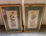 Pair of Framed Needlepoint Pictures with Birds