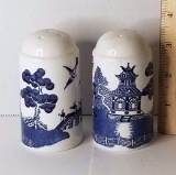 Pair of Blue & White Willow Salt & Pepper Shakers