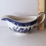 Blue Willow England Porcelain Gravy Boat