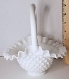 White Hobnail Milk Glass Fenton Basket