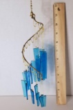 Blue Art Glass & Brass Funky Wind Chimes