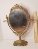 Victorian Brass Dresser Top Vanity Mirror