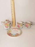 5 Pieces RS Prussia Repo Porcelain – 2 Cups, Saucer, Sugar w/ Lid