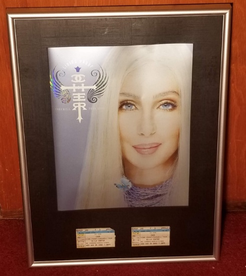 Framed "Cher" Print with 2 Bi-lo Center Ticket Stubs from 2002
