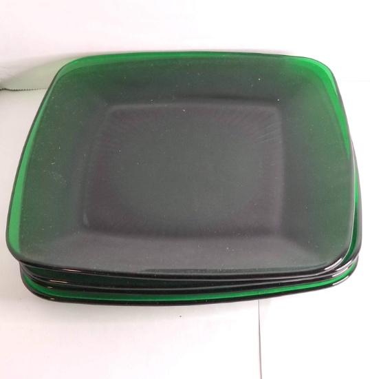 Lot of Square Green Glass Plates