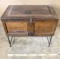 Early Hand Made Wooden Tool Chest on Metal Stand
