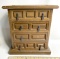 Vintage Wooden Jewelry Box with 4 Drawers with Contents Inside