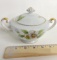 Vintage Porcelain Sugar Bowl with Gold Trim and Flower Design