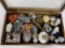 Vintage Wooden Display Box with Glass Top & Contents - Includes Many Unique Treasures
