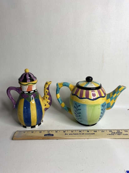 Lot of 2 Porcelain Hand Painted Teapots