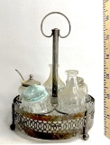 Vintage Silver Plated Cruet Caddy with 5 Slots