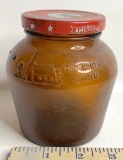 Vintage Amber Glass Jar with Original Lid