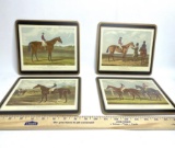 Set of 4 Cork Bottom Placemats with Horse & Jacket Scenery