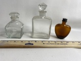 Lot of 3 Glass Bottles with Lids