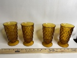 Set of 4 Amber Fostoria Glass Whitehall Tumblers