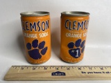Lot of 2 Vintage Clemson Orange Soda Cans