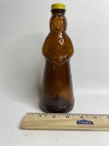 Vintage Mrs. Butterworth Amber Glass Bottle with Lid