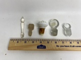 Lot of 5 Vintage Stoppers; 4 Glass and 1 Porcelain