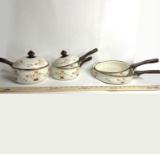Lot of 5 Vintage Enamel Countryside Collection JMP Pots and Pans