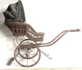 Vintage Wicker, Wood & Metal Doll Stroller