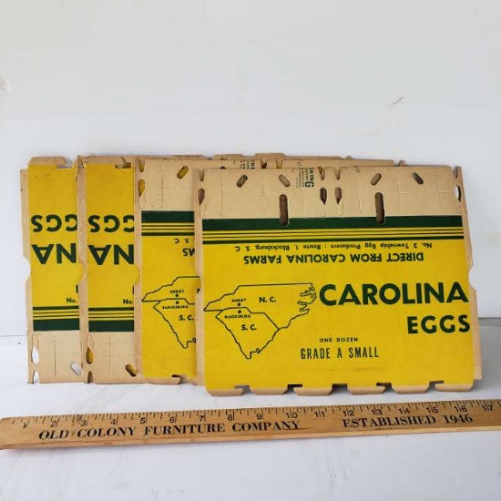 Lot of 5 Vintage Carolina Egg Cartons - Carolina Farms, Blacksburg SC