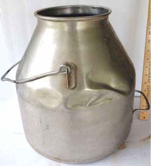 Vintage Aluminum Milk Bucket with Handle
