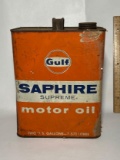 Gulf Saphire Supreme Motor Oil 2 Gallon Advertisement Can