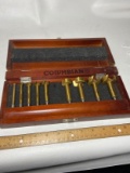 Lot of Gold Tone Columbian Various Sized Bits in Wooden Case
