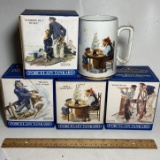 Set of 4 1985 Norman Rockwell’s Seafarers Collection of Porcelain Tankards